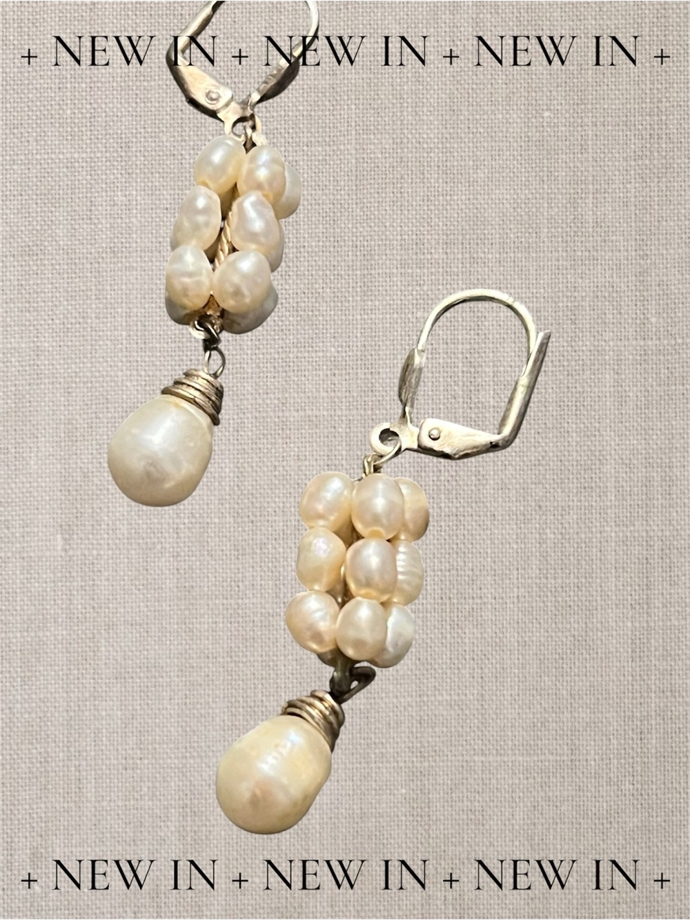 Freshwater Pearl Cluster Drop Earrings - Pearl White